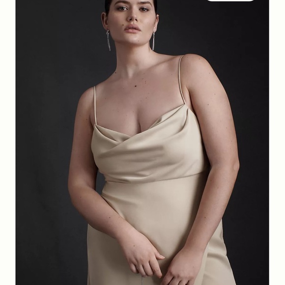 BHLDN Remy Cowl-Neck Faux-Wrap Satin Gown - Picture 2 of 6